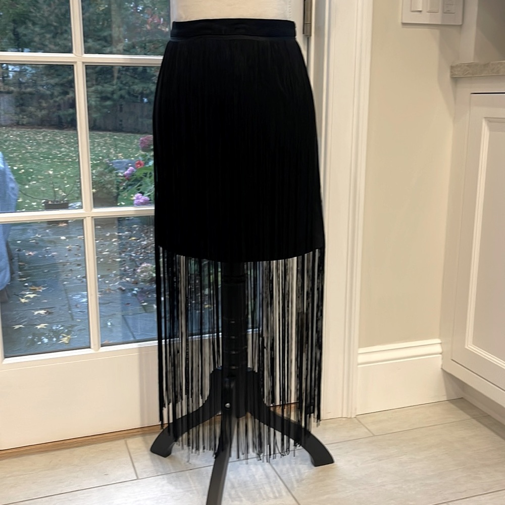 Sophyline & Co. midi/maxi  length black fringe skirt